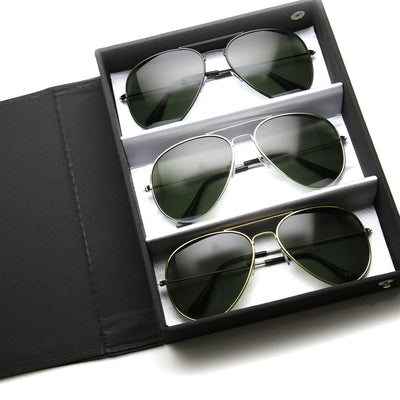 Limited Edition Classic Metal Military Aviator Sunglasses + Travel Case 1041