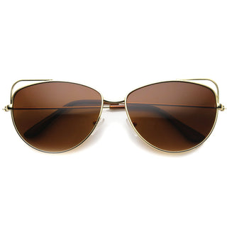 Gafas de sol con corte de ojo de gato y alambre metálico para mujer 9958 - Oro marrón