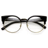 Indie Hipster Round Cat Eye Clear Lens Half Frame Glasses 9351