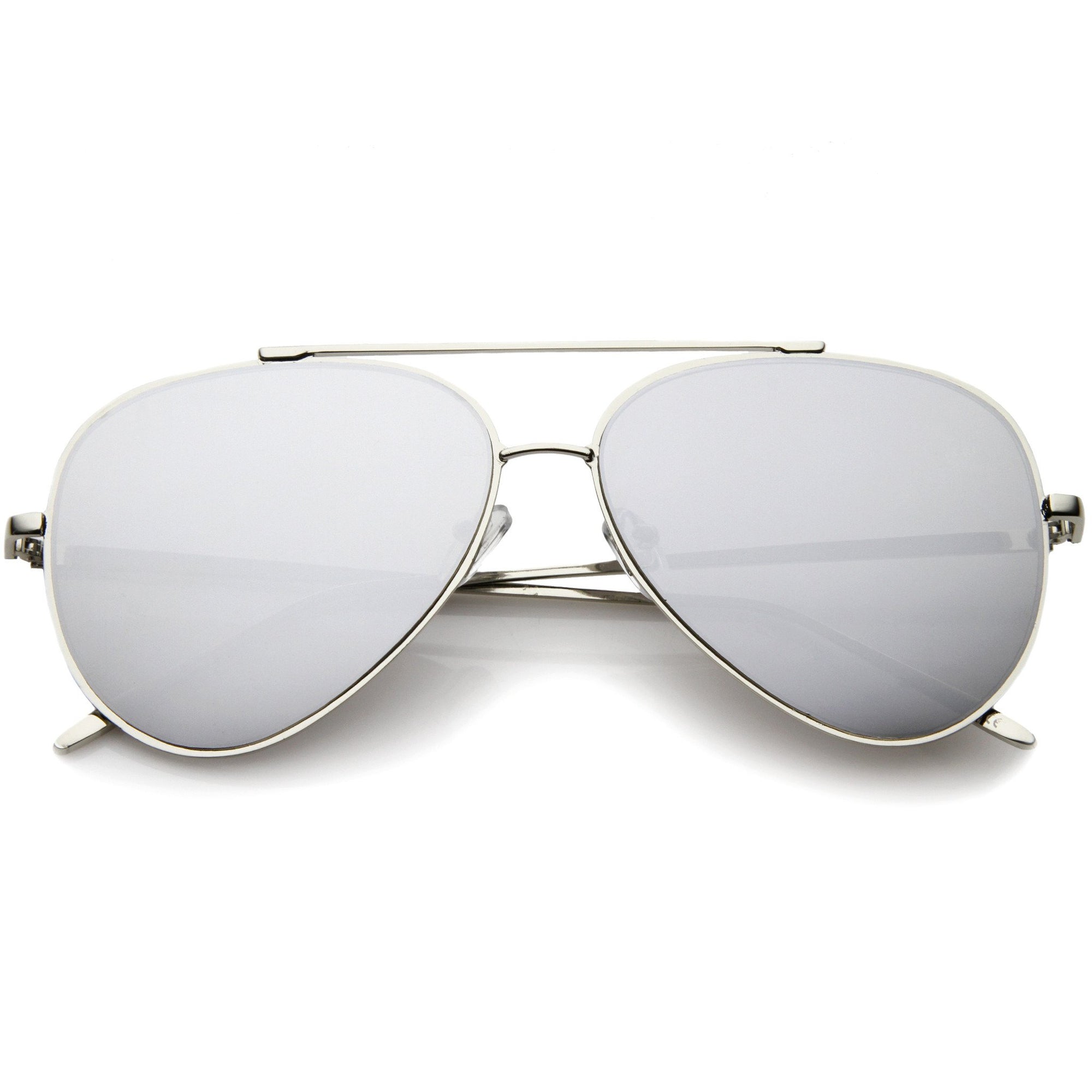 Large Flat Lens Mirror Aviator Sunglasses