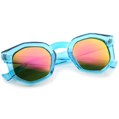 Retro Geometric Colorful Translucent Hexagon Sunglasses A248