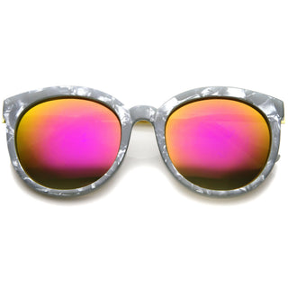 Oversize Women's Marble Cat Eye Mirrored Lens A242 - Grey Magenta Mirror
