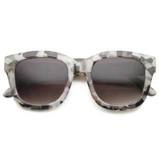 Gafas de sol estilo ojo de gato con estampado de mármol extragrandes para mujer 9924 - lavanda gris
