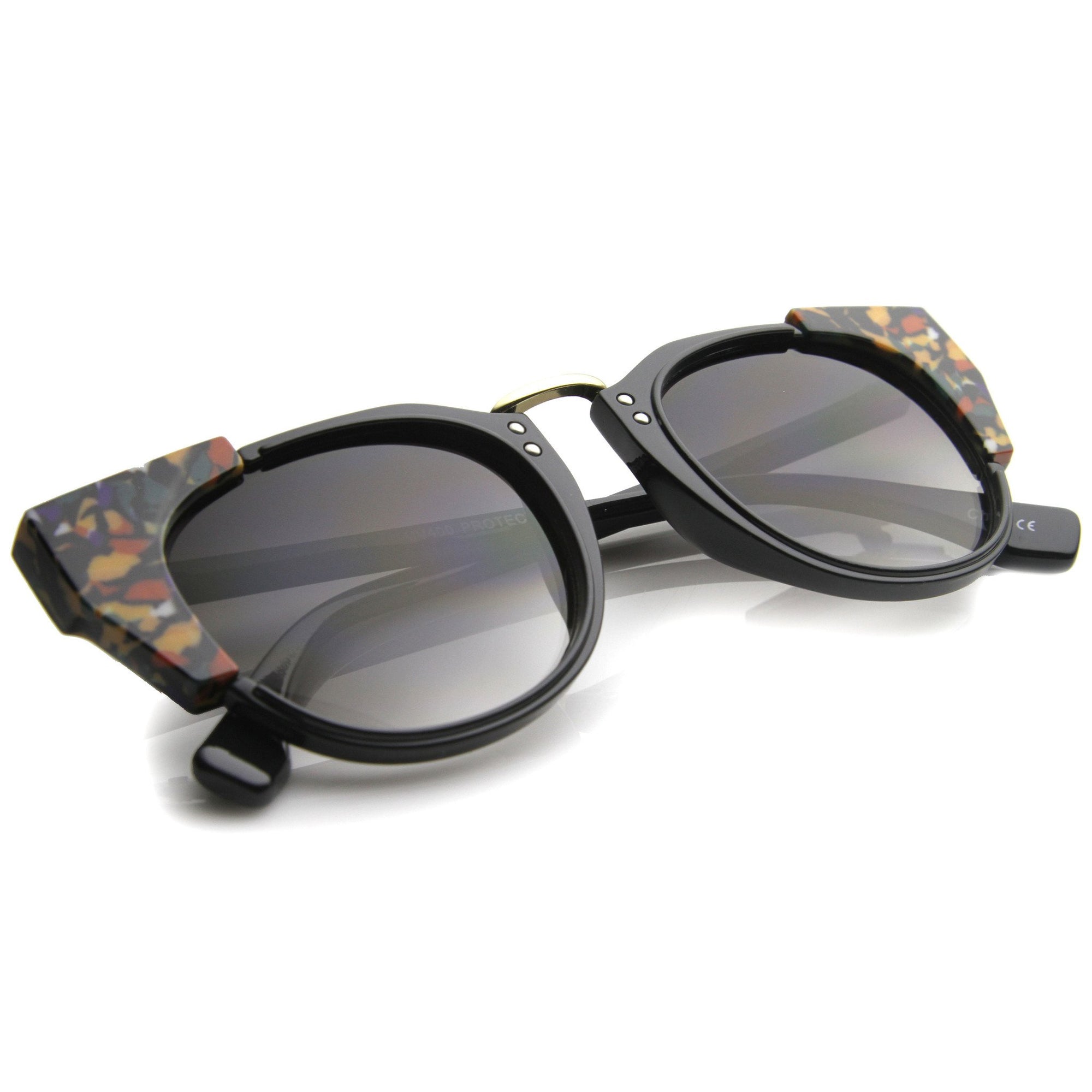 Women's Indie Flat Top Cat Eye Pattern Sunglasses - zeroUV