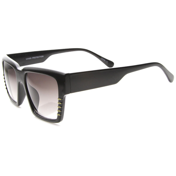 Oversize Square Bold Frame Horned Rim Sunglasses - zeroUV