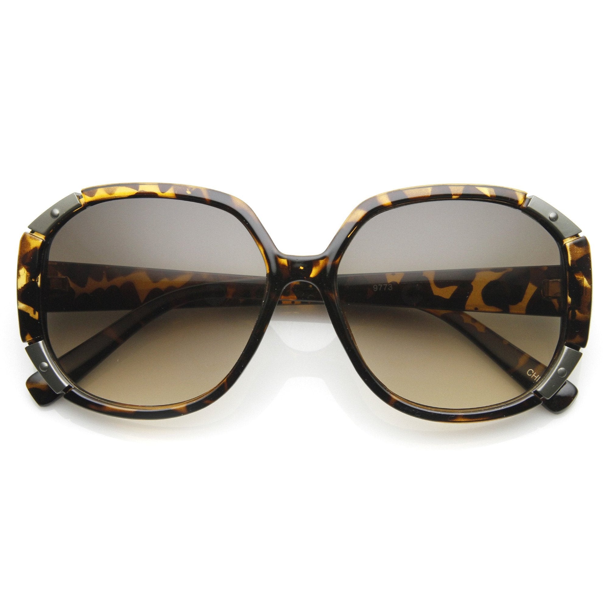 Women's Oversize Square Fashion Corner Accented Sunglasses 9135