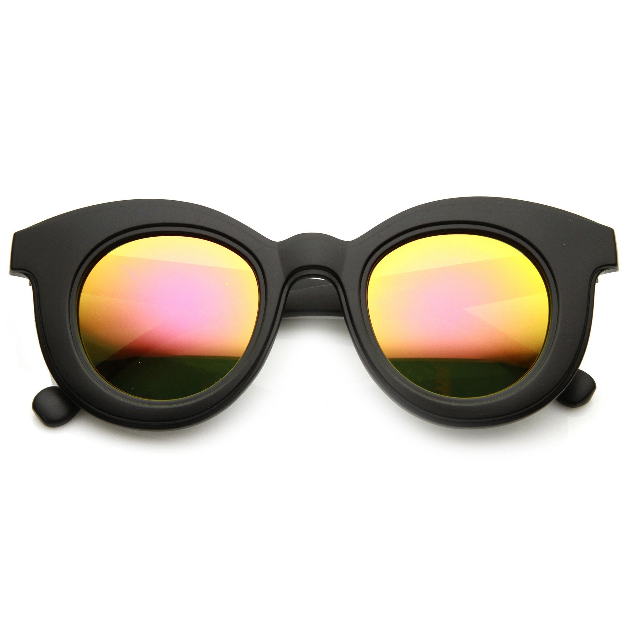 Women's Round Cat Eye Mirrored Lens Sunglasses 9584