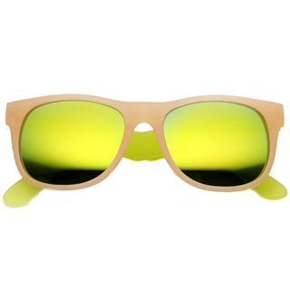 Retro Festival Summer Horned Rim Mirror Lens Sunglasses 9585 - Orange Yellow Sun