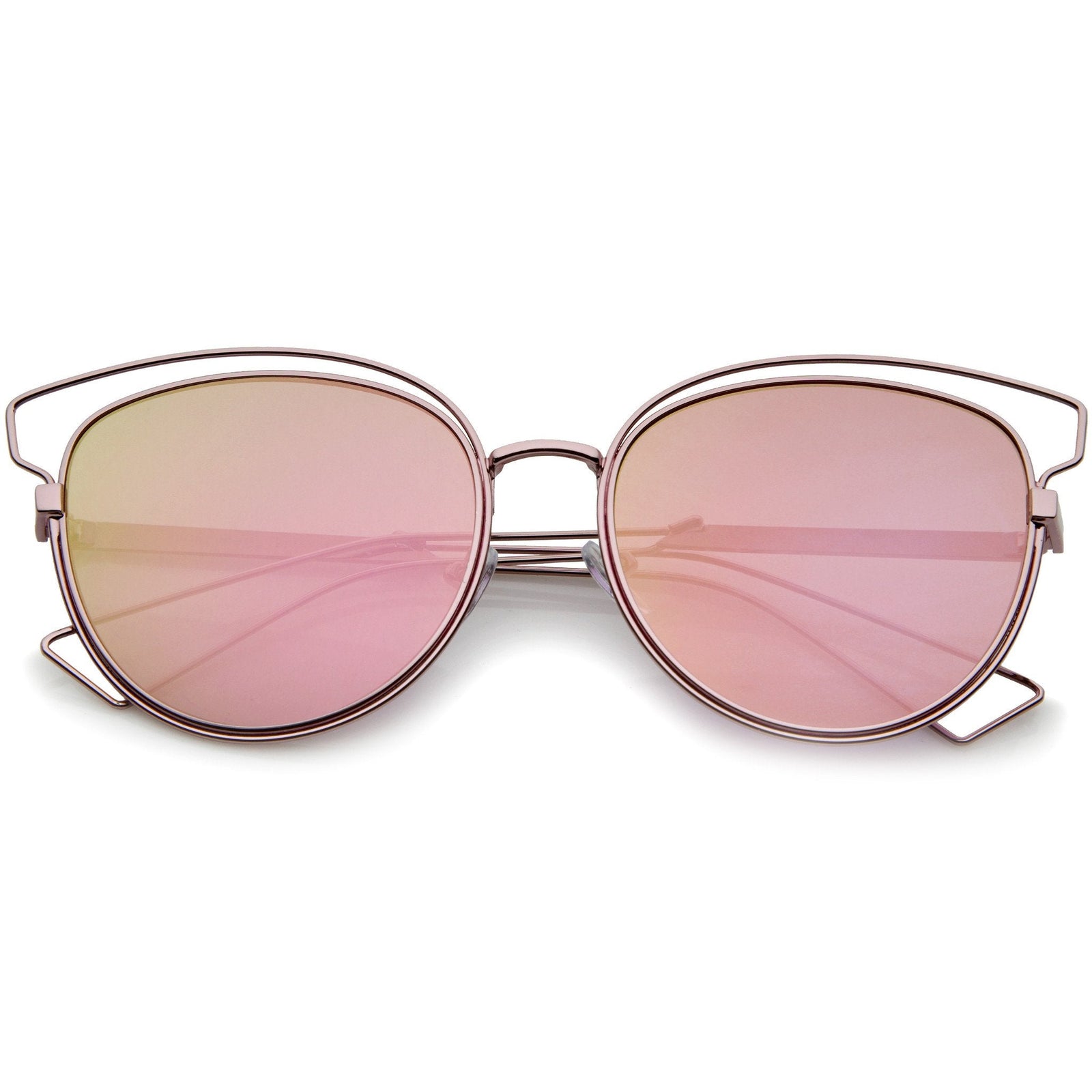 Women's Metal Laser Cut Mirrored Flat Lens Sunglasses A319