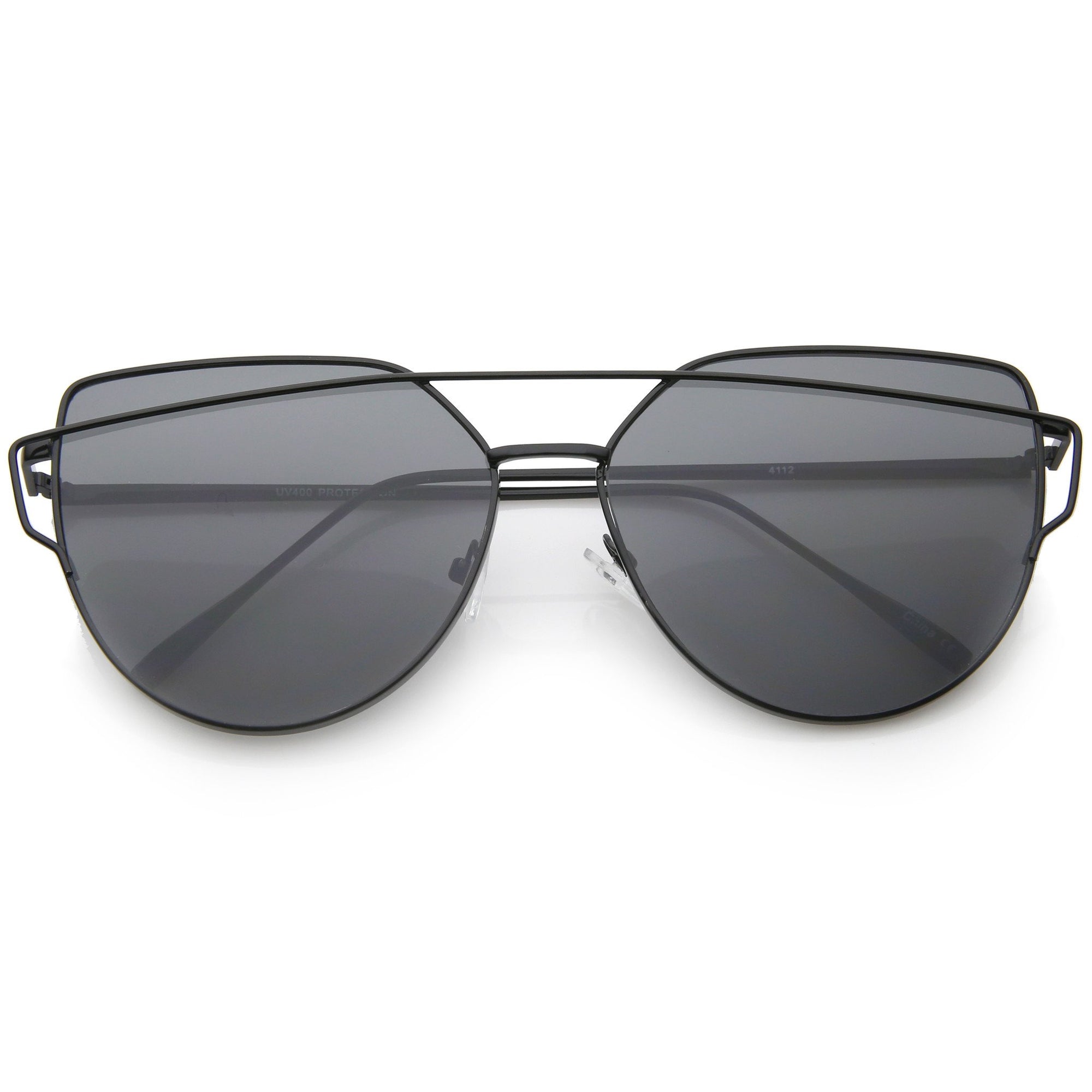 Women's Oversize Thin Temple Flat Lens Sunglasses - zeroUV