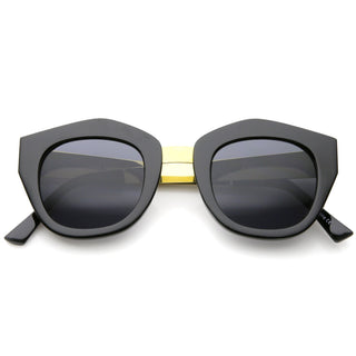 Gafas de sol con lentes cuadradas geométricas atrevidas para mujer A342 - Humo negro