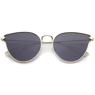 Gafas de sol tipo ojo de gato con lentes planos y flechas para mujer A804 - Espejo de humo dorado
