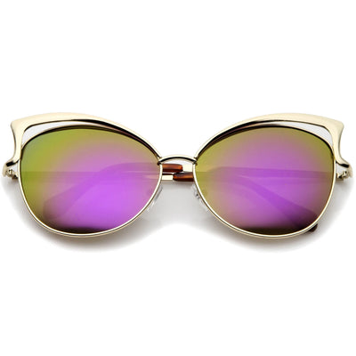 Women's Laser Cut Mirror Lens Cat Eye Sunglasses A447