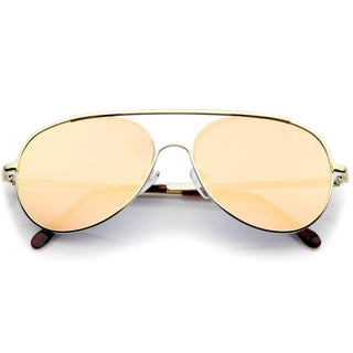 Gafas de sol de aviador con lentes de espejo de enfoque central moderno A511 - Espejo rosa dorado