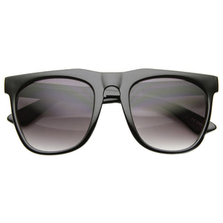 Retro Oversize Square Horned Rim Sunglasses 9598 - Shiny Black Lavender