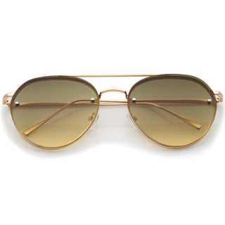 Retro Modern Gradient Flat Lens Aviator Sunglasses A824 - Matte Gold Smoke Gradient