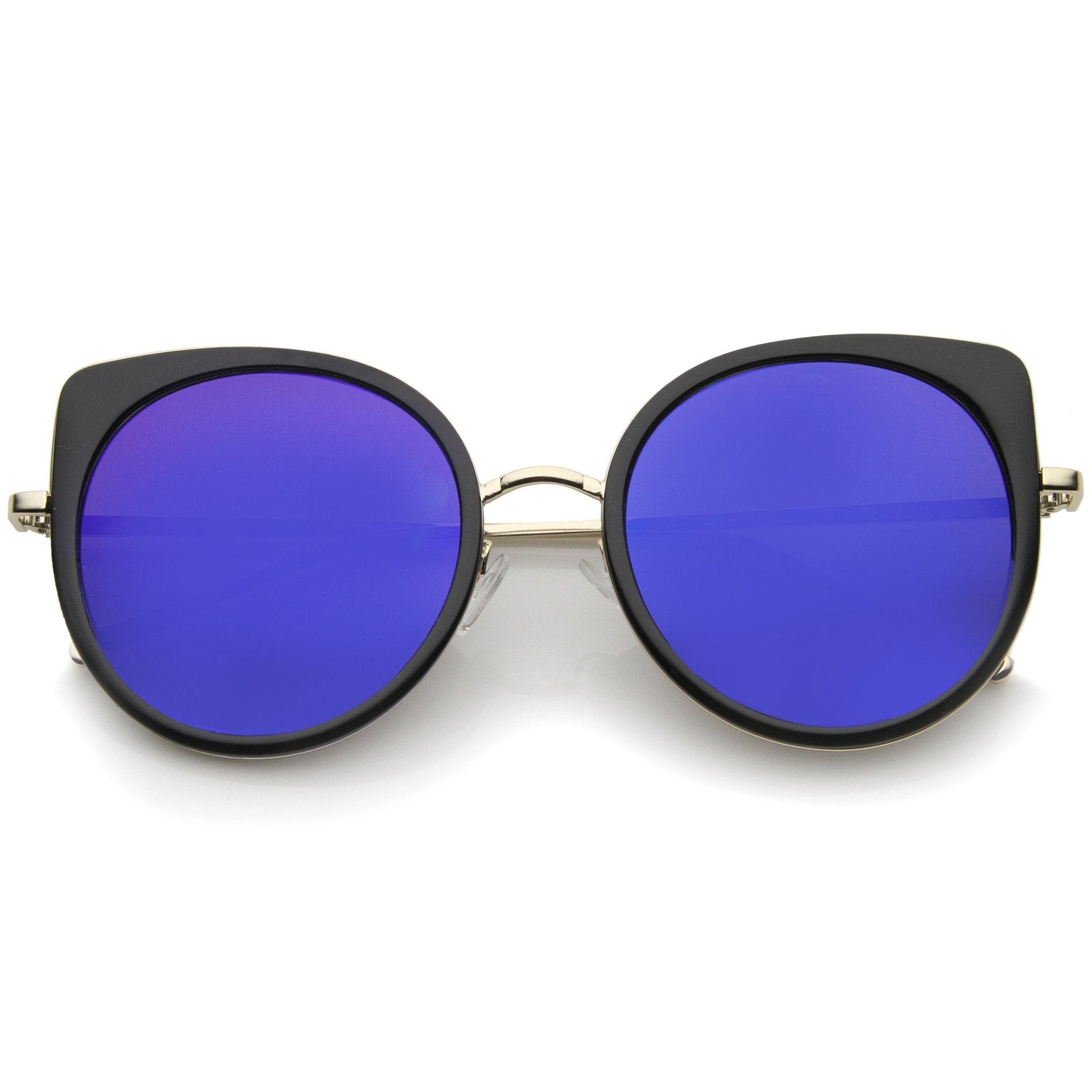 Women's Slim Round Flat Mirror Lens Cat Eye Sunglasses A815