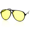 Retro 1980's Fashion Plastic Aviator Yellow Driving Lens Sunglasses 8805