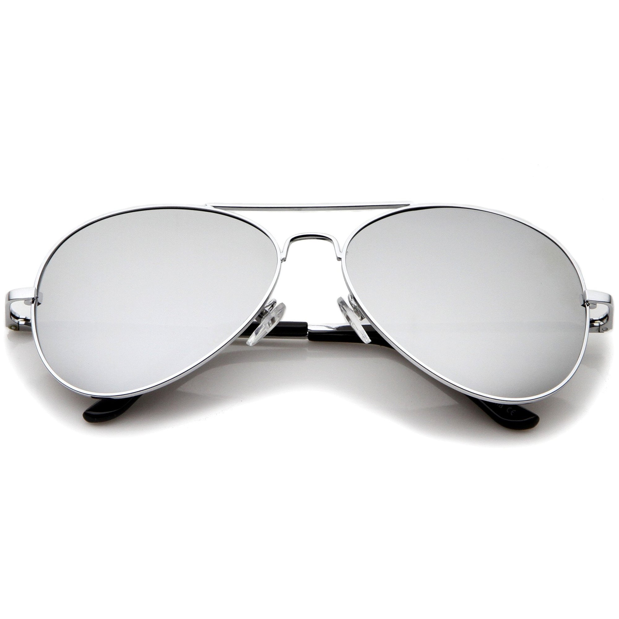 zeroUV - Full Mirror Mirrored Metal Aviator Sunglasses (Silver)