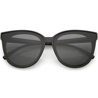 Women's Oversize Flat Infinity Lens Cat Eye Sunglasses C340 - Black Smoke