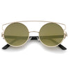 Retro Modern Round Cross Bar Mirrored Lens Sunglasses A543