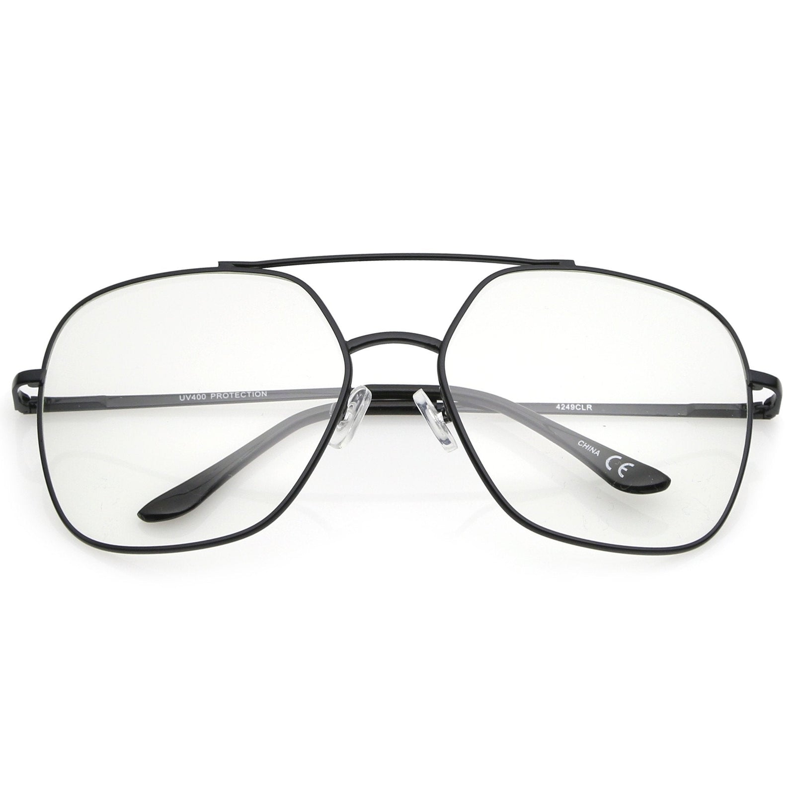 Retro Oversize Square Metal Clear Lens Aviator Glasses A937