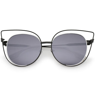 Gafas de sol de gran tamaño con forma de ojo de gato y corte láser A862 - humo blanco negro