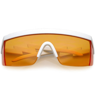 Retro Flat Top Color Tone Half Frame Goggle Shield Sunglasses C546 - White Orange