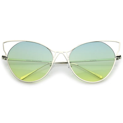 Oversize Women's Gradient Lens Wire Cat Eye Sunglasses A943