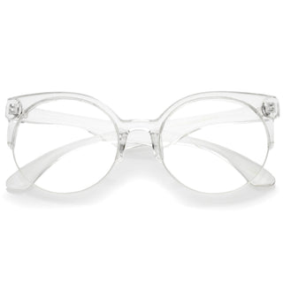 Modern Translucent Half Frame Clear Lens Glasses A963 - Clear Clear