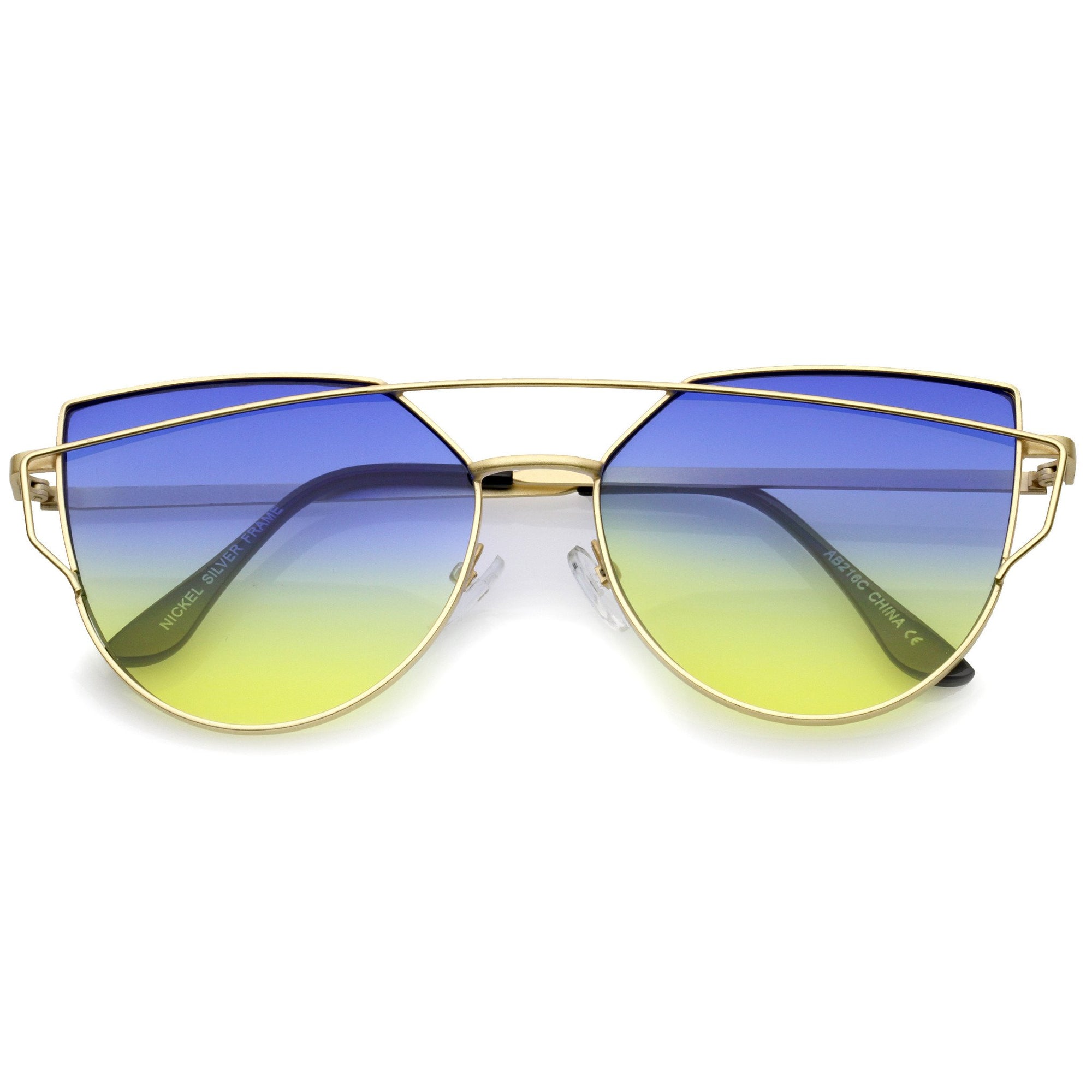 Women's Retro Modern Cross Bar Gradient Lens Sunglasses A952
