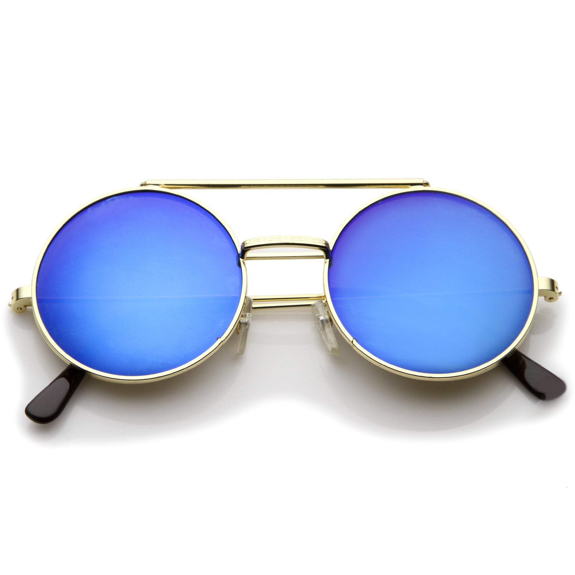 Retro Round Steampunk Mirrored Lens Flip Up Sunglasses 8966