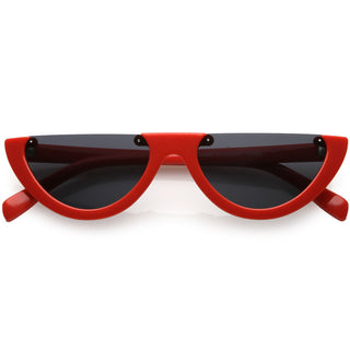 Gafas de sol estilo ojo de gato con forma de luna y parte superior plana retro de los años 90 C569 - humo rojo