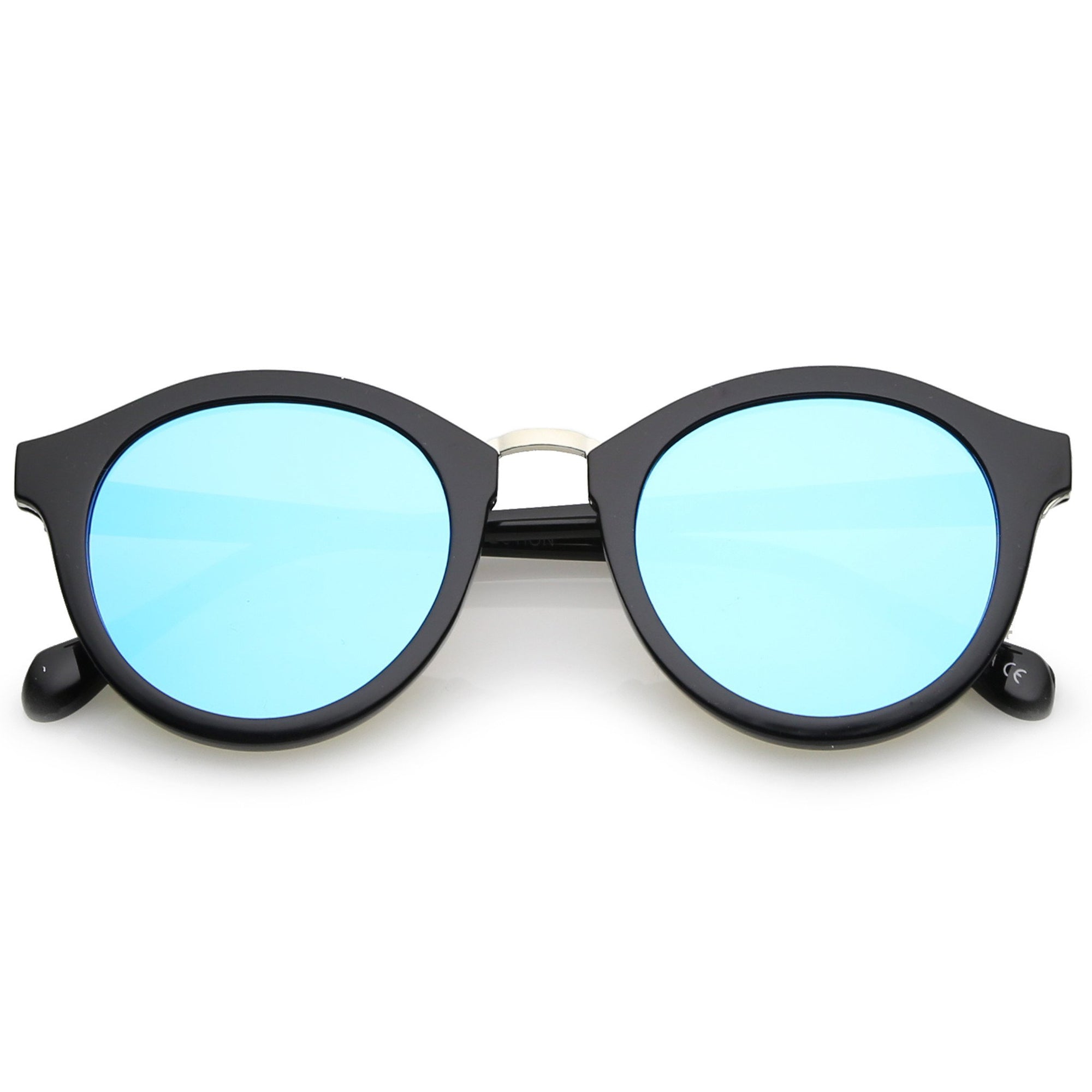 Retro Modern Horned Rim Flat Mirrored Lens Sunglasses - zeroUV