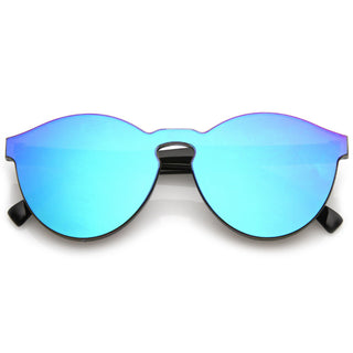 Gafas de sol futuristas monobloque con lentes planas espejadas C123 de los años 80 - Espejo verde