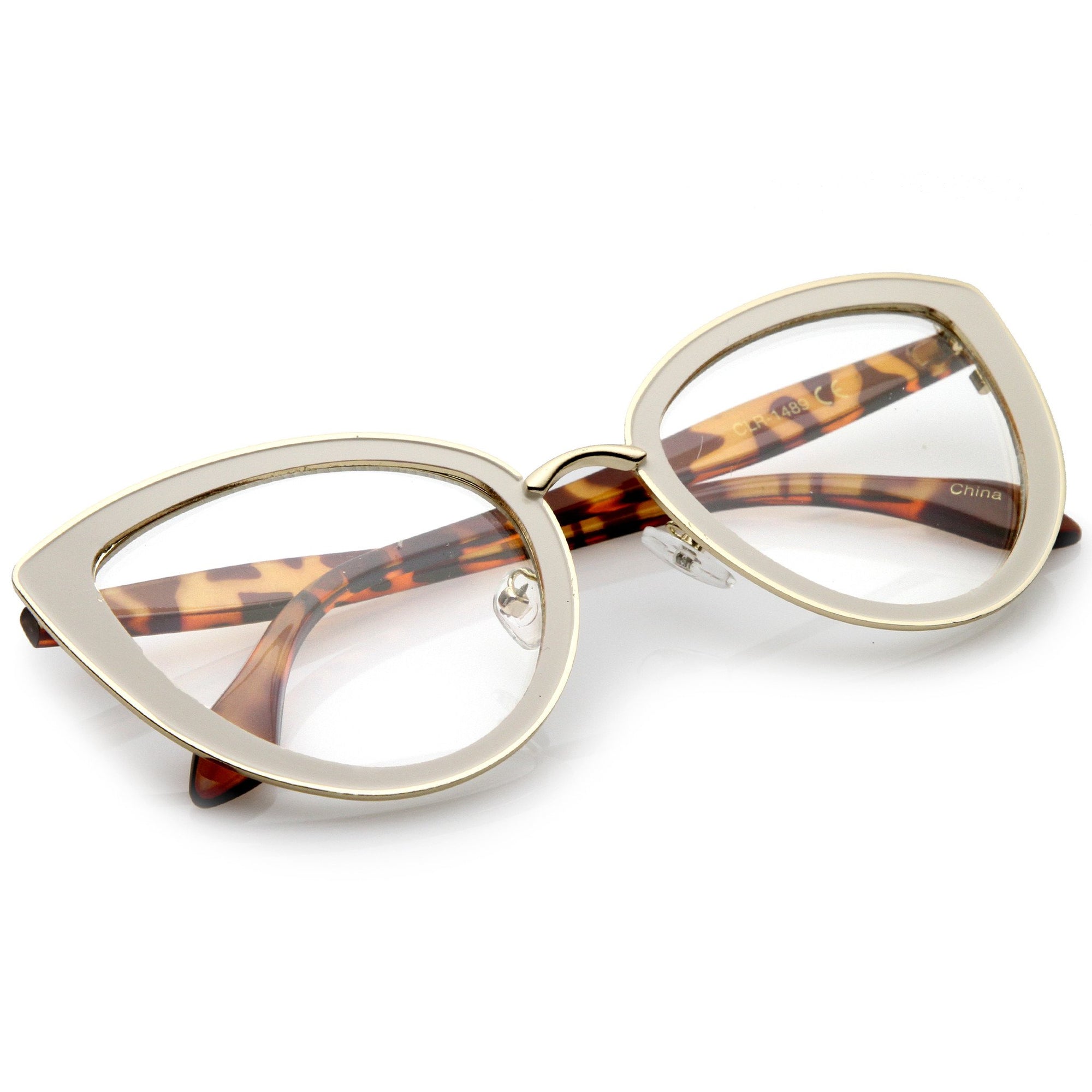 Cat Eye Sunglasses Metal Hollow Lock Chain Temple Shades Glasses Small Frame  Women's Eyewear - Temu