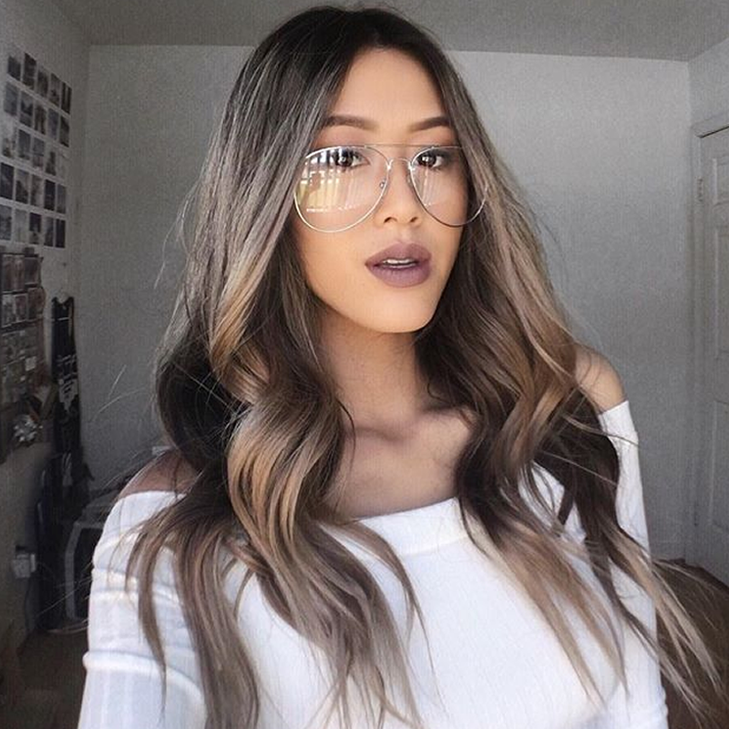 Retro Metal Aviator Sunglasses With Clear Lens Glasses zeroUV