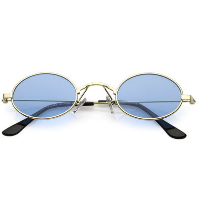 Retro 1990's Small Oval Color Tone Metal Sunglasses C616