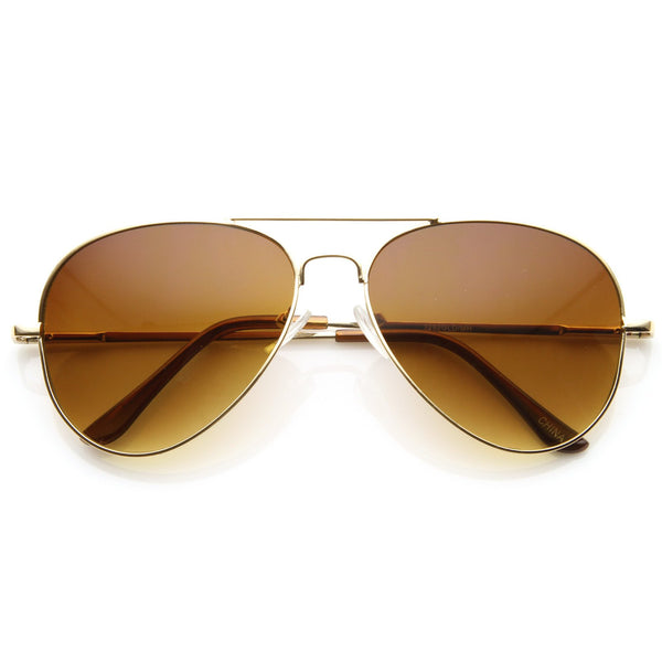 Large Metal Aviator Sunglasses With Spring Temples - zeroUV