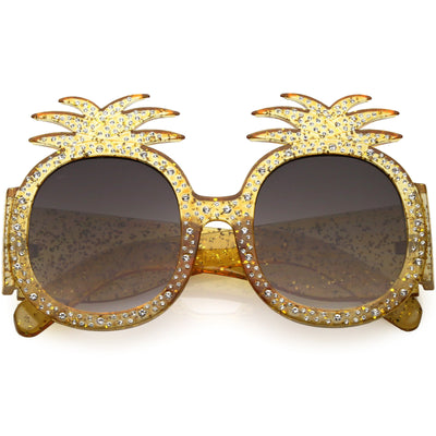 Gold Glitter Pineapple Plastic Sunglasses