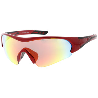 Gafas de sol deportivas TR-90 de medio marco con lentes espejadas C533 - Rojo Naranja Amarillo Espejo