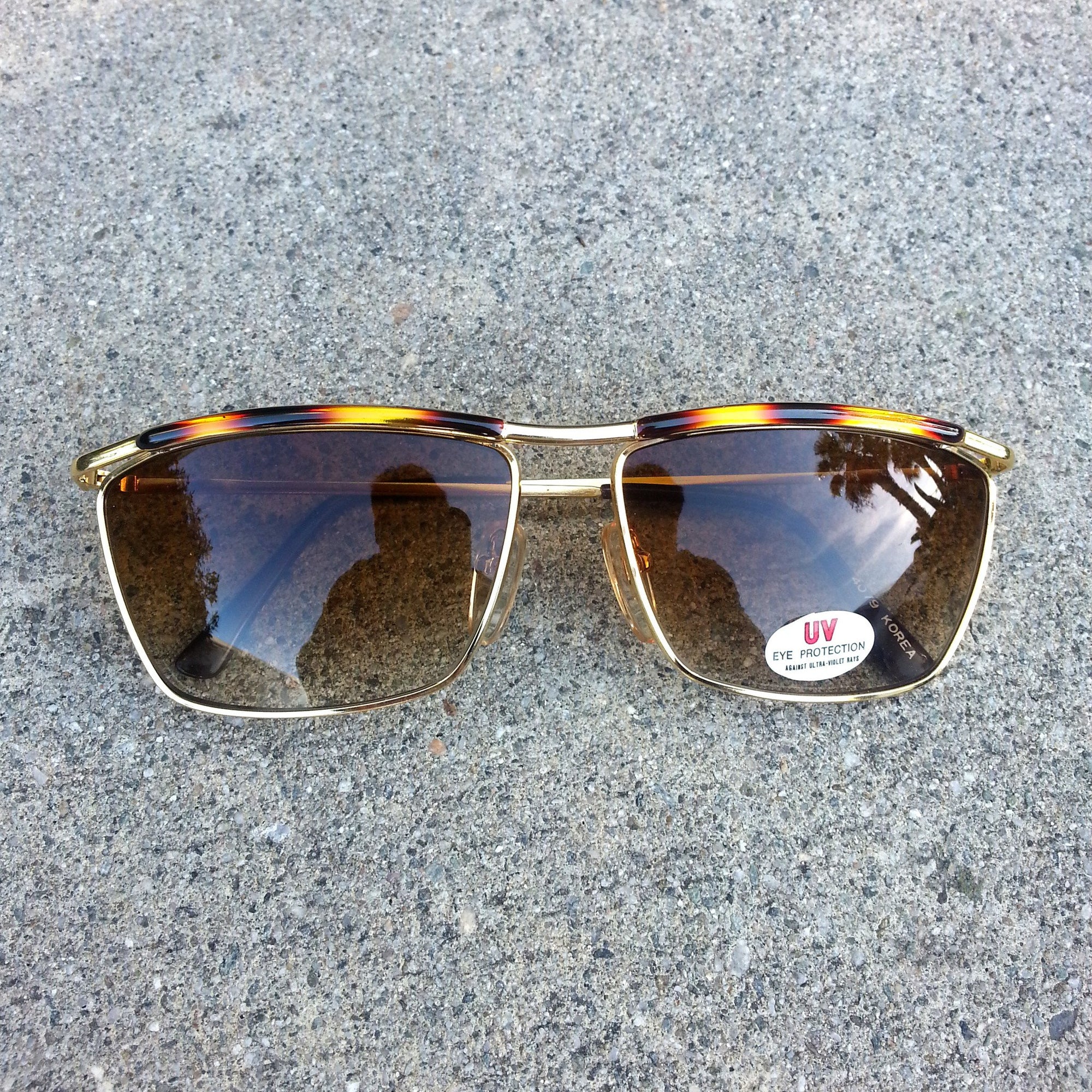Rare 1970's Vintage Deadstock Metal Aviator Pearson Sunglasses Gold 7115