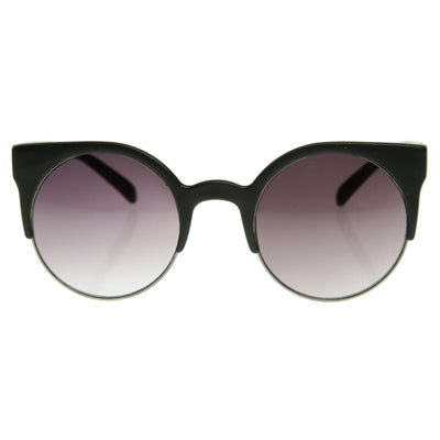 Super Round Half Frame Cat Eye Indie Sunglasses 8524