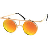 Steampunk Round Mirrored Lens Flip Up Sunglasses A651