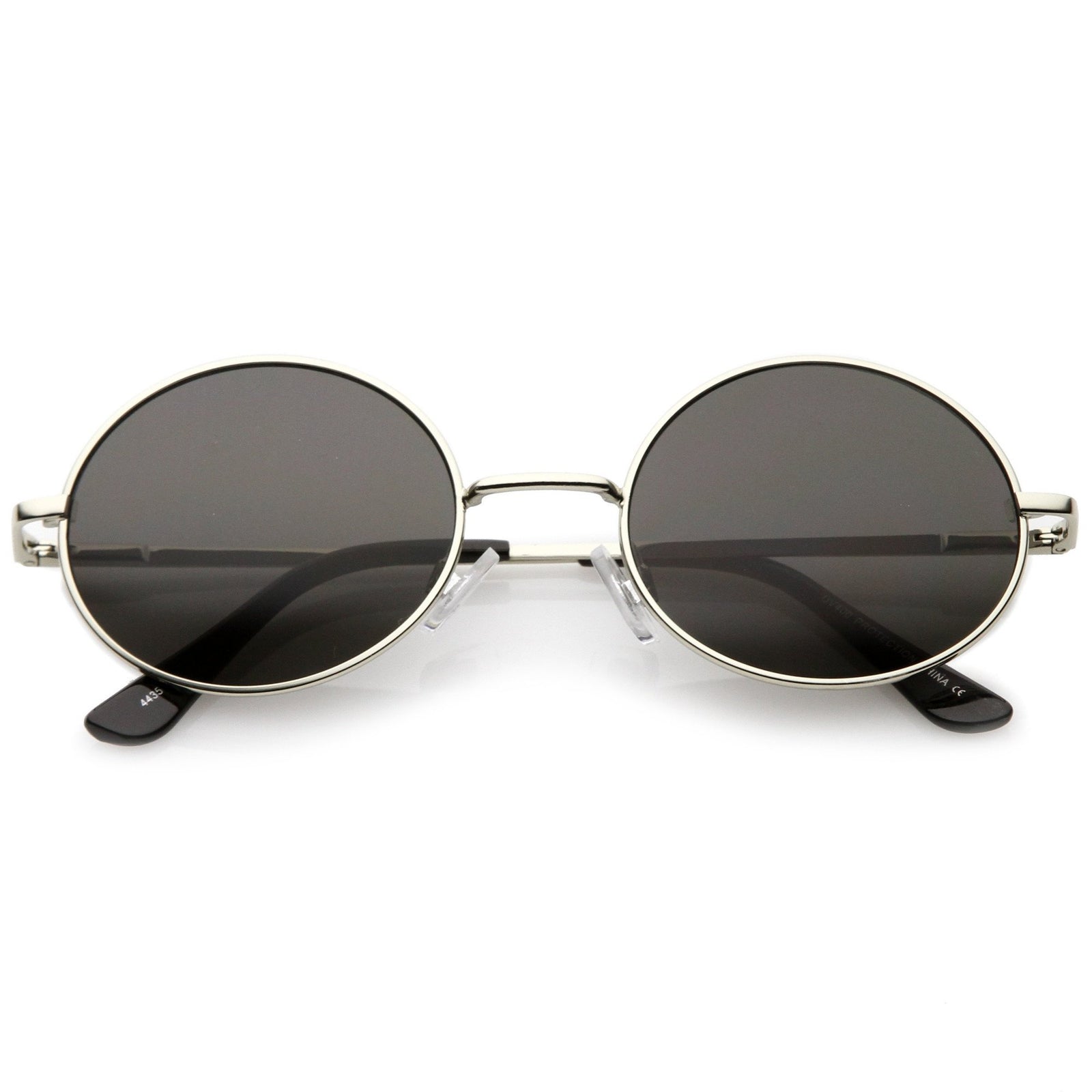 Classic Retro 90's Round Oval Flat Lens Metal Sunglasses C138