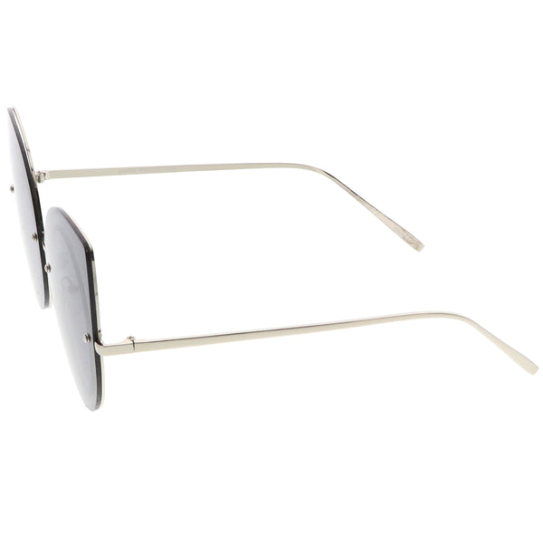 Women's Oversize Rimless Round Outline Cat Eye Sunglasses - zeroUV