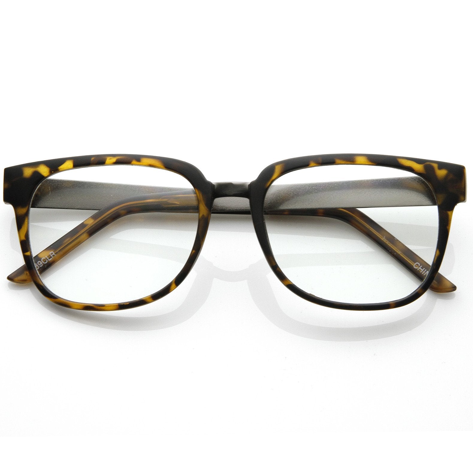 Premium Metal Arm Fashion Square Clear Lens Glasses 8630