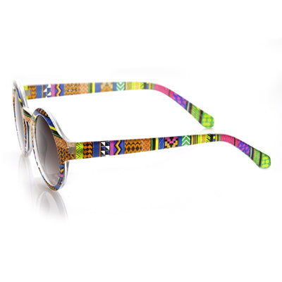 Retro Indie Hipster Fashion Round Pattern Sunglasses 8688