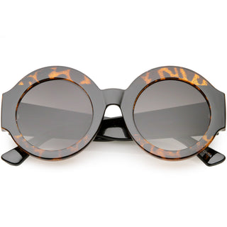 Gafas de sol redondas de dos tonos con purpurina extragrandes para mujer C622 - Tortuga Negra Lavanda