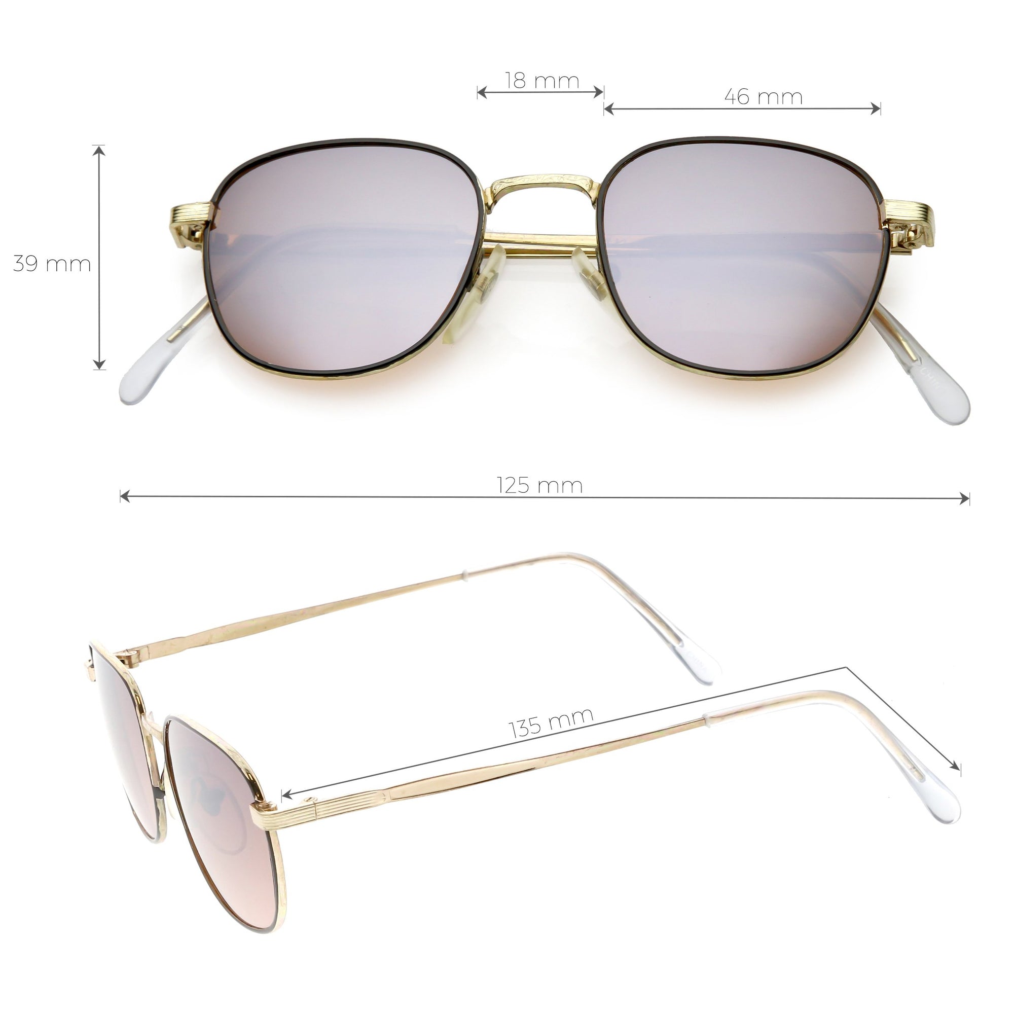 Small True Vintage Slim Square Mirrored Driving Lens Sunglasses - zeroUV